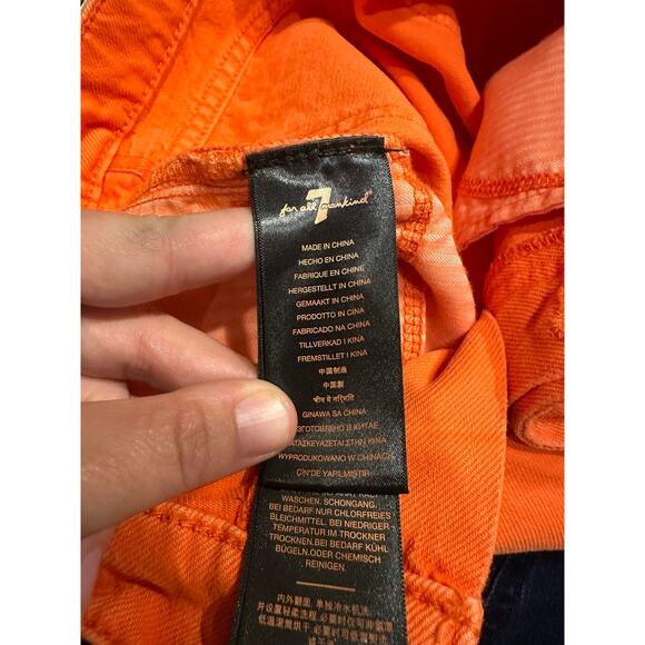 7 FOR ALL MANKIND Easy Ruby Cut Off Short Women's Size 24- Orange NWT - Picture 14 of 16